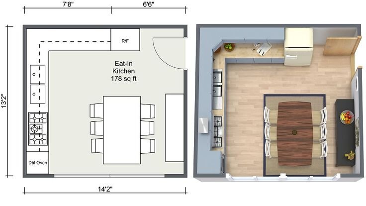 3D Kitchen Design Layout | Sarasota, FL 3D rendering of a kitchen layout showcasing space planning and design features in Sarasota, FL.