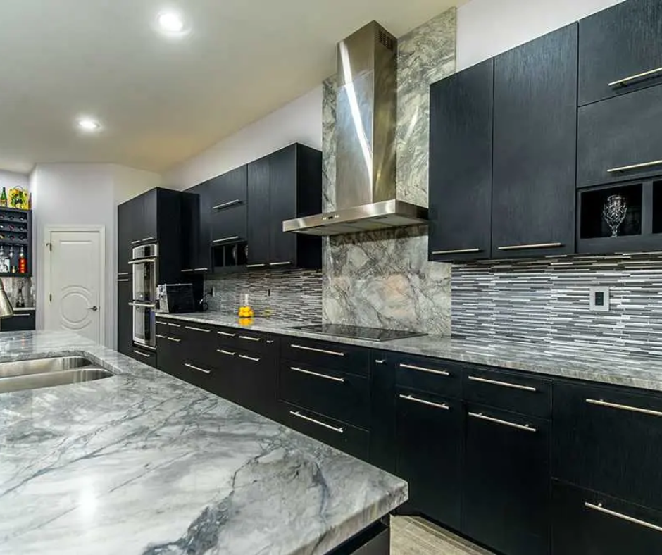 Elegant marble countertops enhancing a Sarasota kitchen remodel.