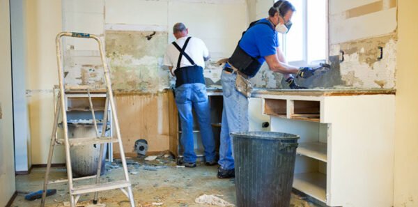 Kitchen demolition and rough-in phase in Sarasota, FL, preparing for a full remodel.