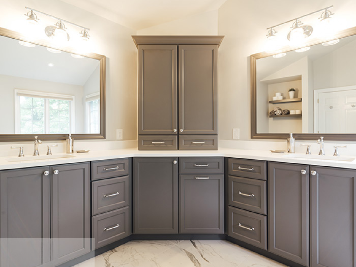 Elegant white bathroom cabinets with stylish design and ample storage in Sarasota, FL