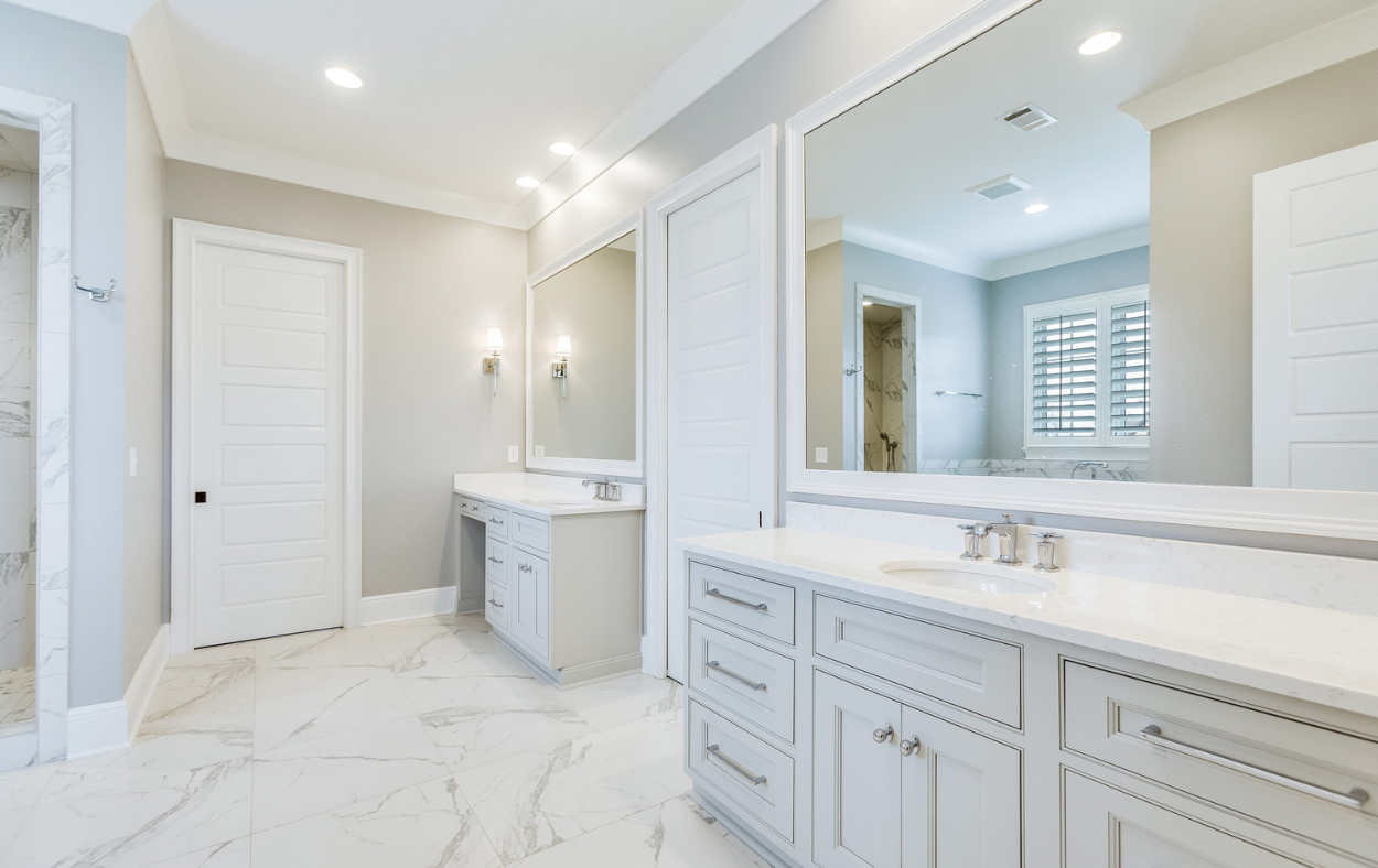 Custom bathroom lighting design with elegant fixtures in Sarasota, FL