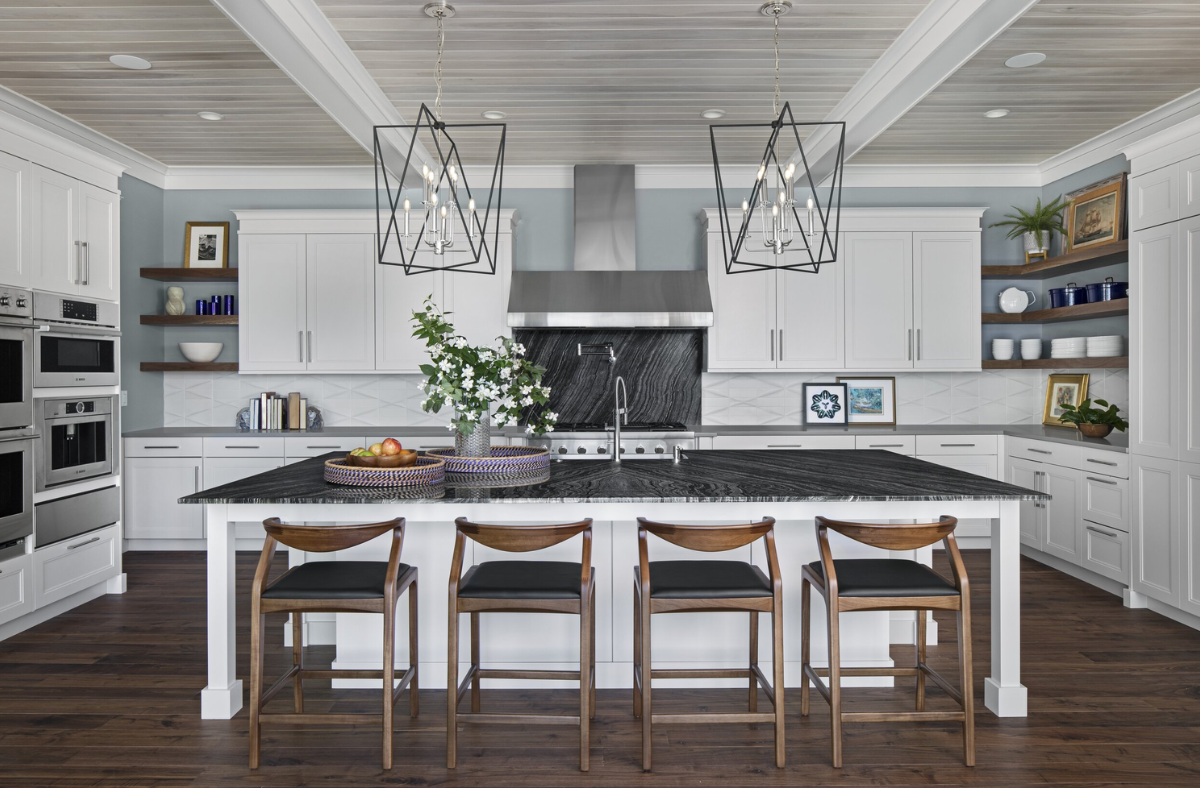 Transitional bathroom cabinets blending classic elegance with modern simplicity.