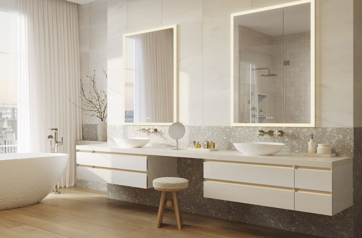 Sleek floating bathroom cabinet with modern design and clean lines in Sarasota, FL