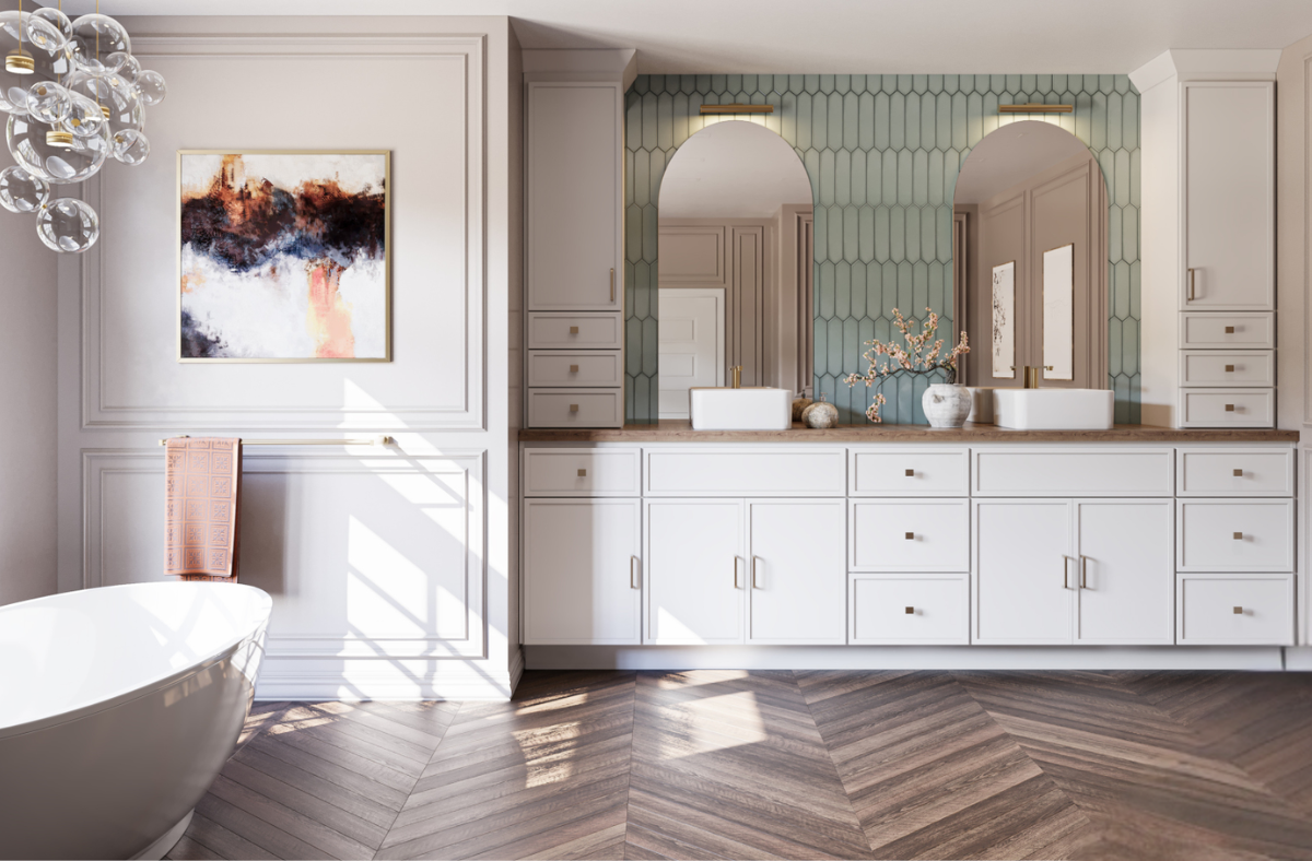 High-end custom bathroom cabinets with personalized design and finishes in Sarasota, FL