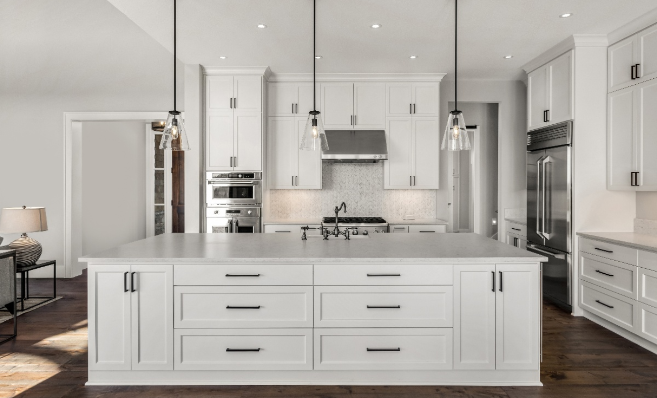 Elegant inset cabinets with a seamless, custom fit.