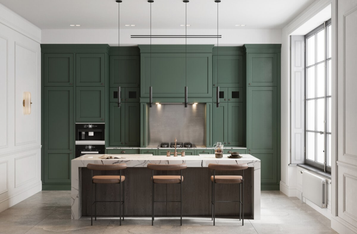 High-end custom luxury kitchen cabinets with elegant finishes, designed for functionality and style.