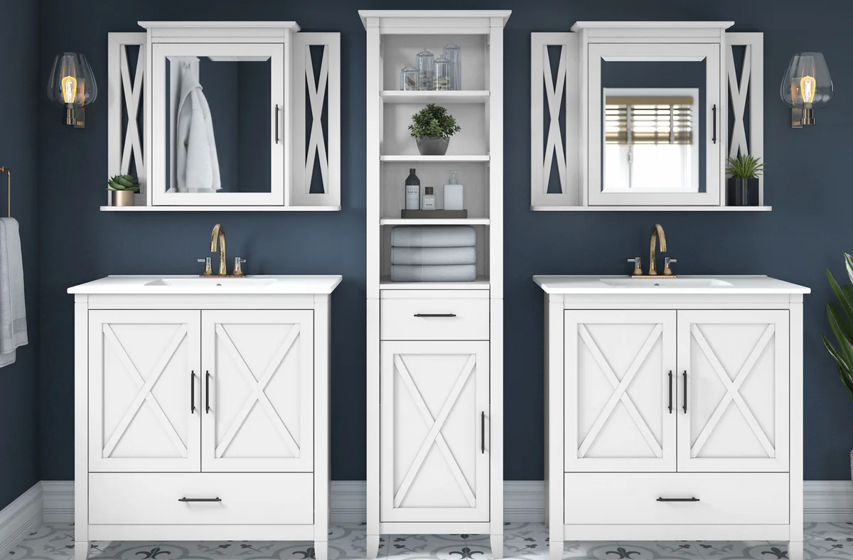 Sleek medicine cabinet with built-in mirror, offering storage and style in Sarasota, FL