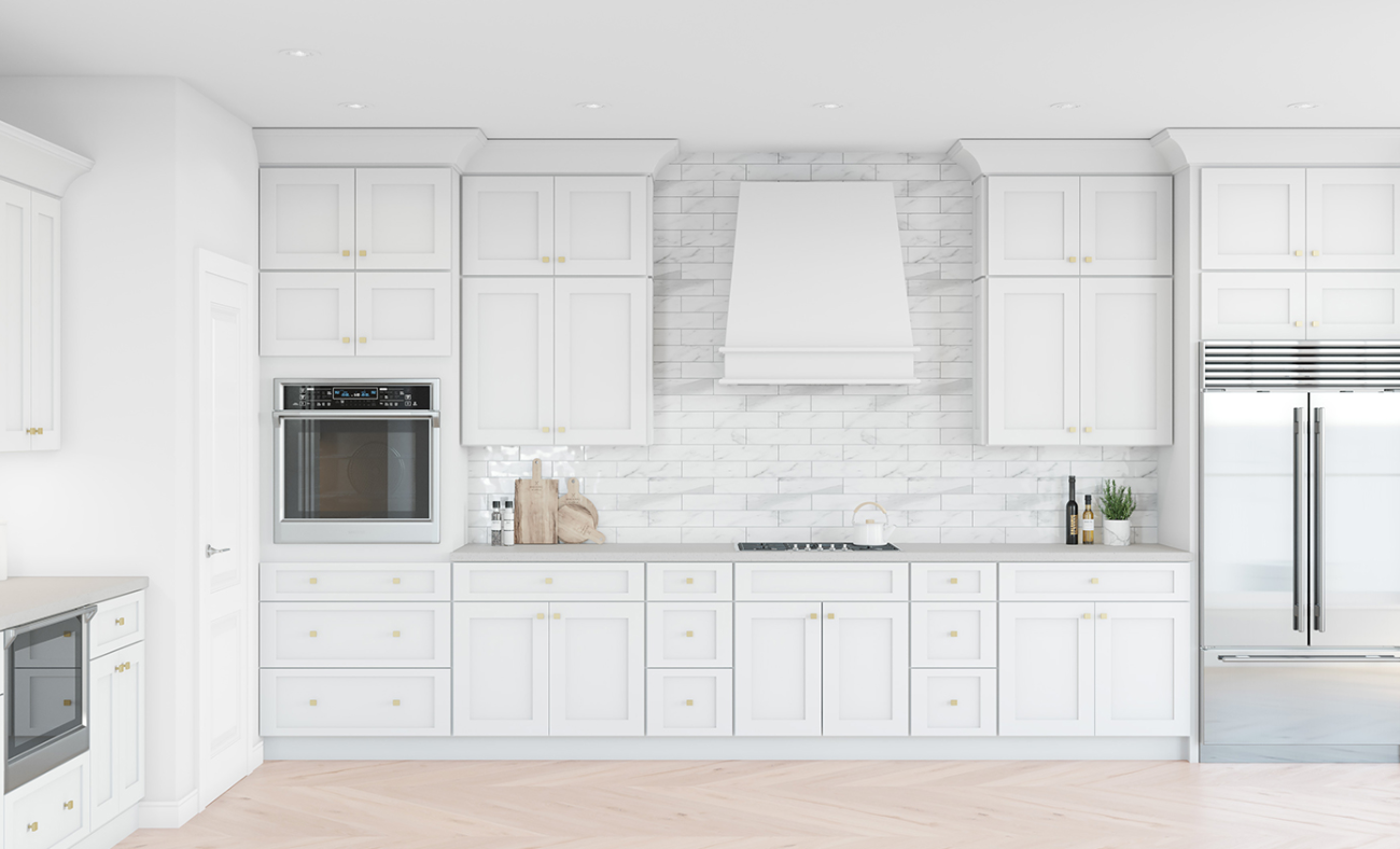 Beautiful white shaker cabinets with a classic, timeless design.